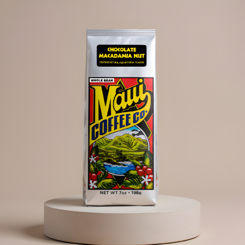 Chocolate Macadamia Nut Coffee Front Side of Bag Image Whole Bean Variation